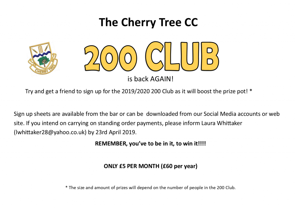 The Cherry Tree 200 Club – 2019