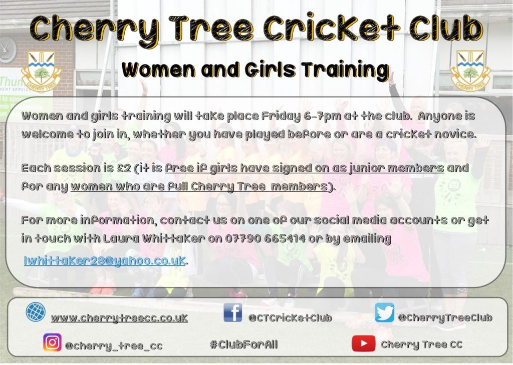 Women’s & girls cricket training – come and join in