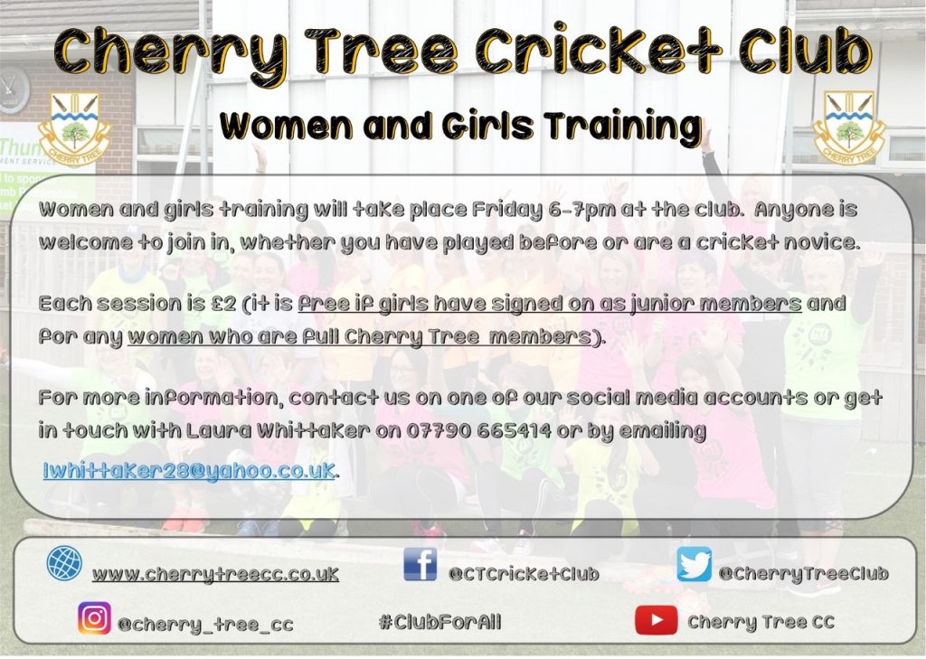 Women’s & girls cricket training – come and join in